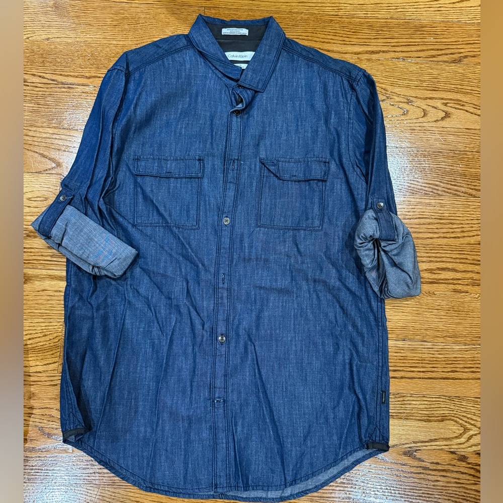 Calvin Klein Navy Blue Denim Shirt - Classic Fit